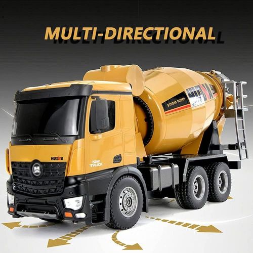  DFERGX 1:14 Remote Control Cement Mixer Truck Toy 10 Channel Electric Stirring Dumping RC Construction Vehicles with Lights and Sounds