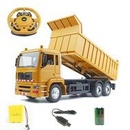 DFERGX RC Truck Dump Truck RC Articulated Hauler with Rechargeable Battery Time RC Toy Construction Truck for All Adults & Kids