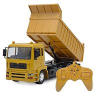 DFERGX Remote Control Truck, 8 Channel 2.4Ghz RC Dump Truck Construction Vehicle Toy with LED Lights and Simulation Sound for Kids, 1:24