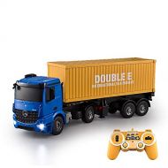 DFERGX Multi-Function RC Tow Truck 2.4GHZ Wireless Detachable Flatbed Semi Trailer Engineering Tractor Lift Engineering Container Car Vehicle Educational Toy Car with Sound and Lig