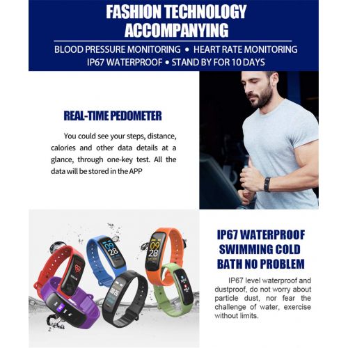  DGRTUY Smart-Watch-Farbbildschirm Blutdruck- / Herzfrequenzueberwachung Smart Armband Fitness Tracker wasserdichtes Armband