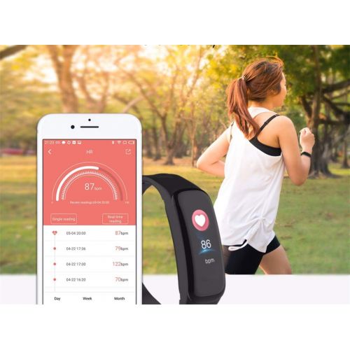  DGRTUY Smart Armband Farbbildschirm Blutdruck Fitness Tracker Pulsmesser Smart Armband Bewegung fuer Android IOS