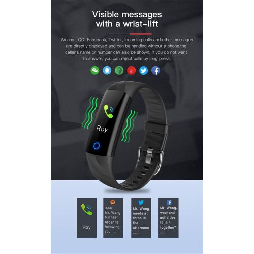  DGRTUY Smart Armband Farbbildschirm Herzfrequenz Blutdruck mit Atmungslicht Bluetooth Anruferinnerung