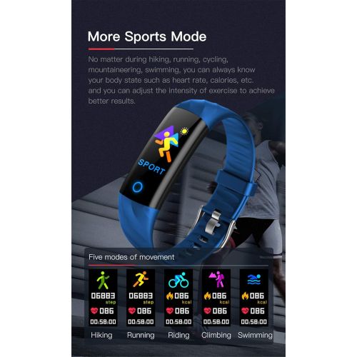  DGRTUY Smart Armband Farbbildschirm Herzfrequenz Blutdruck mit Atmungslicht Bluetooth Anruferinnerung