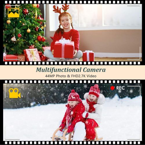  [아마존베스트]DGVDO Digital Camera HD 2.7K 44 MP Vlogging Camera with Webcam, Point & Shoot Digital Camera with 2.88 IPS Screen, 16X Digital Zoom, 2 Batteries, Gift for Birthdays,Christmas,Thanksgivin