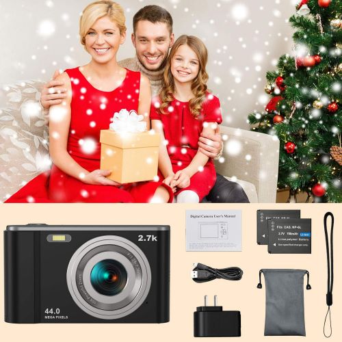  [아마존베스트]DGVDO Digital Camera HD 2.7K 44 MP Vlogging Camera with Webcam, Point & Shoot Digital Camera with 2.88 IPS Screen, 16X Digital Zoom, 2 Batteries, Gift for Birthdays,Christmas,Thanksgivin