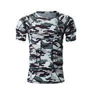 DGXINJUN Padded Compression Shirt and Short Sleeve Protective Shoulder Rib Chest Rib Thighs and Buttocks Protector Guard Camo T-Shirt Suit for Football Basketball Paintball Rugby P