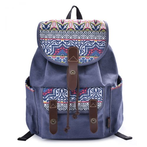  DGY Fabric Backpack School Rucksack Cute Canvas Backpack for Girls 137 blue