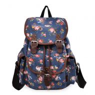DGY Girls Canvas Leather Trim School Backpack Cute Backpack Print Rucksack 163 Blue