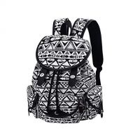 DGY Canvas Backpack Check Printed Backpack School Bag for Teen Girls (Black 125)