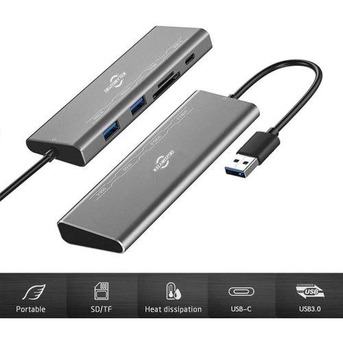 제네릭 Generic Type-C Docking Station MacBook Charging Model USB3.0+TF+SD Card Slot Expansion Splitter HUB (Grey)
