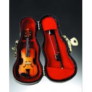 DH 3 Miniature Wood Violin Musical Music Instrument Replica with Bow & Case