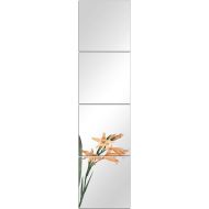 [아마존 핫딜] DH Full Length Tall Mirror Tiles - 12 Inch x 4Pcs Frameless Slim Explosion-Proof Wall Mirror Set HD Vanity Make Up Mirror for Wall Decor