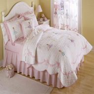 DH 3 Piece Girls Pink Ballerina Twinkle Theme Quilt Full/Queen Set, Adorable Pretty Ballet Bedding, Rich Diamond Patchwork, All Over Lovely Dancers Pattern, Bow Bodered, Solid Reversi