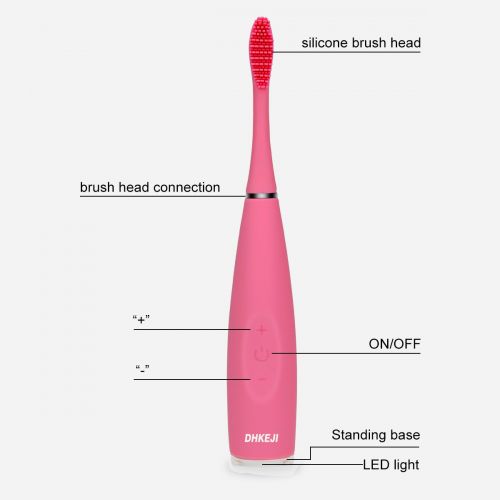  DHKEJI Silicone Electric Toothbrush,Silicone Soft Bristles and Design for Sensitive Teeth Protect Gums...