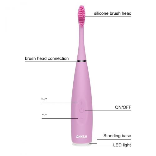  DHKEJI Silicone Electric Toothbrush,Silicone Soft Bristles and Design for Sensitive Teeth Protect Gums...
