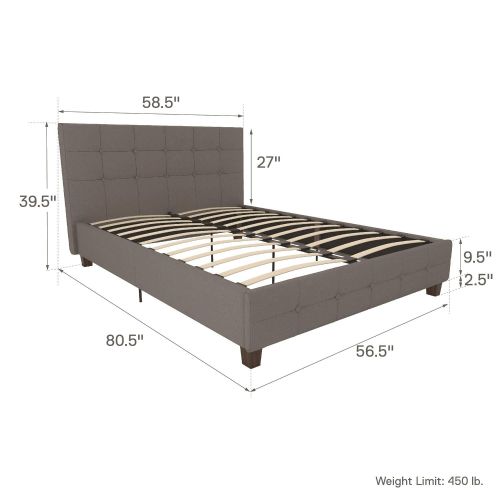  DHP 4174049 Rose Upholstered Bed, Full, Gray