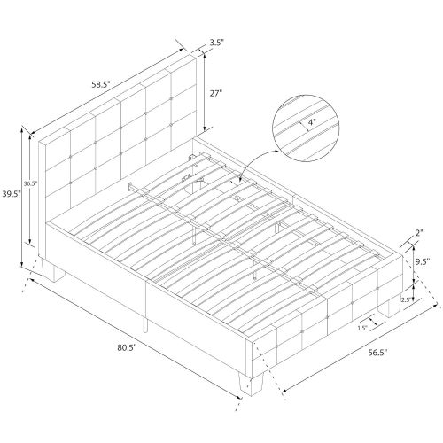  DHP 4174049 Rose Upholstered Bed, Full, Gray