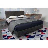 DHP Dakota Upholstered Platform Bed with Storage Drawers, Black Faux Leather, Queen
