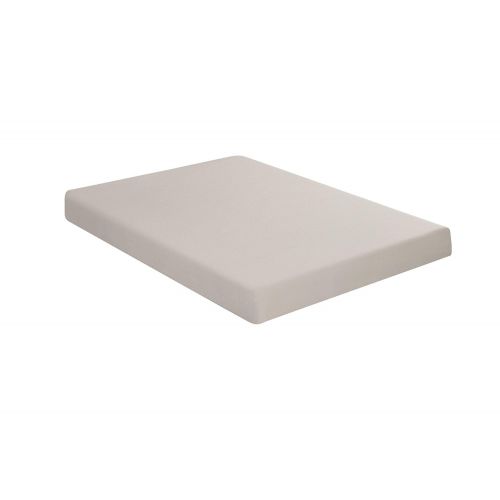  DHP Dakota Faux Leather Upholstered Platform Bed Frame with Signature Sleep Memoir 8-Inch Memory Foam Mattress Set, Twin Size, White