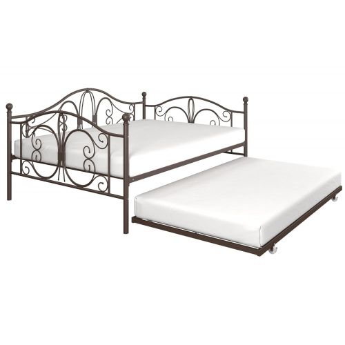  DHP Bombay Metal Full Size Daybed Frame with Included Twin Size Trundle, Bronze