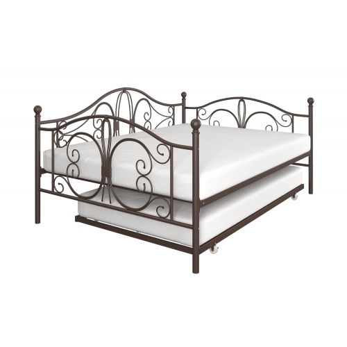  DHP Bombay Metal Full Size Daybed Frame with Included Twin Size Trundle, Bronze