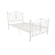 DHP 3246098 Vintage Design Bombay Bed Frame with Metal Slats, Twin, White