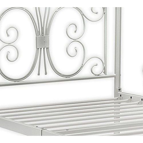  DHP 3246098 Vintage Design Bombay Bed Frame with Metal Slats, Twin, White