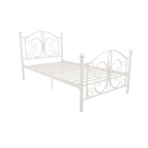  DHP 3246098 Vintage Design Bombay Bed Frame with Metal Slats, Twin, White