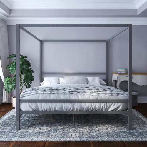  DHP Modern Canopy Metal Bed, Gray, King