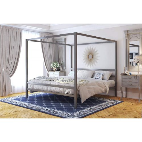  DHP Modern Canopy Metal Bed, Gray, King