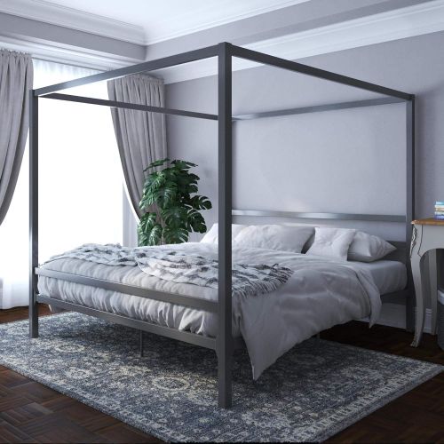  DHP Modern Canopy Metal Bed, Gray, King