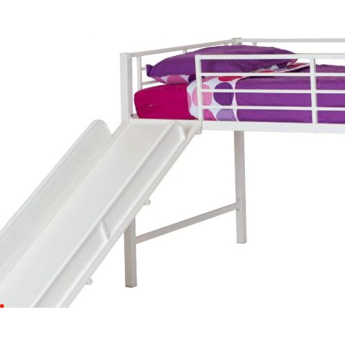  DHP Junior Twin Metal Loft Bed with Slide, Multifunctional Design, White with White Slide