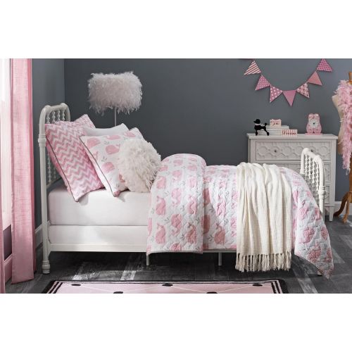  DHP Jenny Lind Metal Bed Frame in White with Elegant Scroll Headboard and Footboard, Twin size