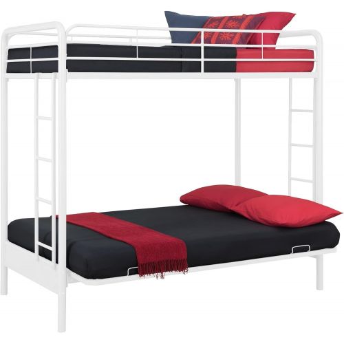  DHP Twin-Over-Full Bunk Bed with Metal Frame and Ladder, Space-Saving Design, Black