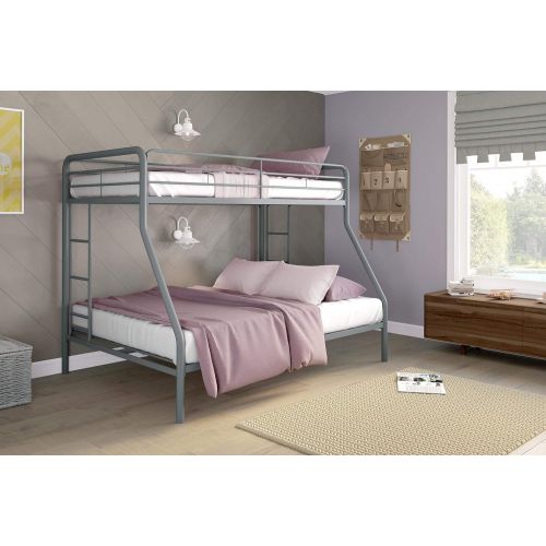  DHP Twin-Over-Full Bunk Bed with Metal Frame and Ladder, Space-Saving Design, Black