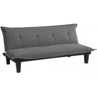 DHP Lodge Convertible Futon Couch Bed with Microfiber Upholstery and Wood Legs, Charcoal