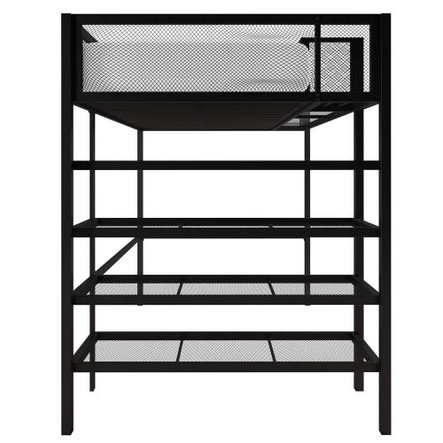  DHP Tiffany Storage Loft Bed with Book Case, Includes Shelves and Under Bed Clearance, Black Metal - Twin