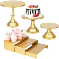 6PCS Cake Stand Set, Gold Metal Cake Stands for Party, Dessert Table Display Set, 3 Size Round Cake Pedestal Stand with Cupcake Risers Stands, Dessert Cake Holders for Weddings, Birthday, Baby Shower