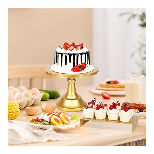  6PCS Cake Stand Set, Gold Metal Cake Stands for Party, Dessert Table Display Set, 3 Size Round Cake Pedestal Stand with Cupcake Risers Stands, Dessert Cake Holders for Weddings, Birthday, Baby Shower