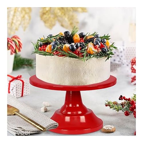  6PCS Cake Stand Set, Red Metal Cake Stands for Party, Dessert Table Display Set, 3 Size Round Cake Pedestal Stand with Cupcake Risers Stands, Dessert Cake Holders for Weddings, Birthday, Baby Shower