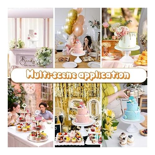  10PCS Cake Stand Set, White Dessert Table Display Set, Metal Round Cake Stand with 3-Tier Plastic Cupcake Stands, Cupcake Tower Stands with Cookie Trays for Wedding Birthday Baby Shower Party