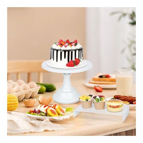  6PCS Cake Stand Set, White Metal Cake Stands for Party, Dessert Table Display Set, 3 Size Round Cake Pedestal Stand with Cupcake Risers Stands, Dessert Holders for Weddings, Birthday, Baby Shower