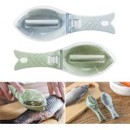 [아마존베스트]DI QIU REN Fish Scaler Brush With Lid-2Pieces Easily Remove Fish Scales-Unique Handle Design，Fast Remove Fish Skin Graters Cleaning Peeler Scaler Scraper