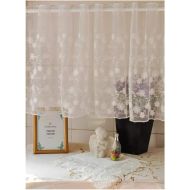 DIAIDI Mesh Lace Curtain, Curtain Sheer Pure and Fresh, Elegant Half Shade, Full Embroidery Lace Cabinet Curtain, Beige Kitchen Sheer, Coffee Screen, One Piece (15060 cm (WH))