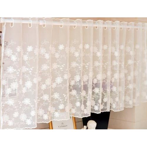  DIAIDI Mesh Lace Curtain, Curtain Sheer Pure and Fresh, Elegant Half Shade, Full Embroidery Lace Cabinet Curtain, Beige Kitchen Sheer, Coffee Screen, One Piece (15060 cm (WH))