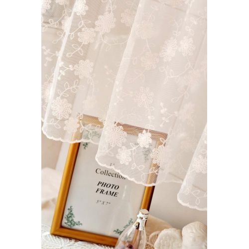  DIAIDI Mesh Lace Curtain, Curtain Sheer Pure and Fresh, Elegant Half Shade, Full Embroidery Lace Cabinet Curtain, Beige Kitchen Sheer, Coffee Screen, One Piece (15060 cm (WH))