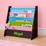 DIBSIES Personalization Station Personalized Dibsies Kids Bookshelf (Espresso with Pastel Fabric)