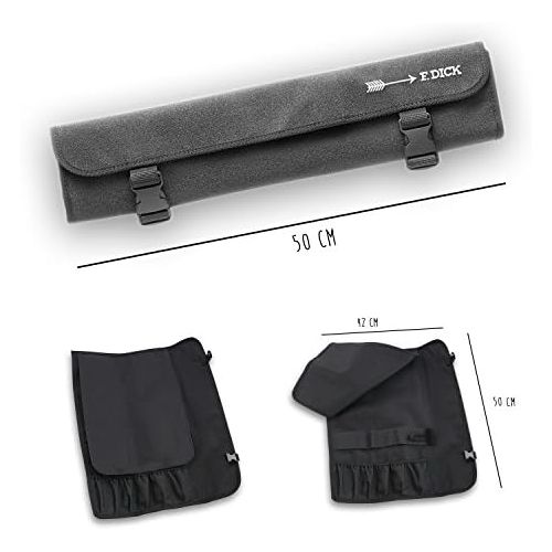  DICK Pro Dynamic Messer Rolltasche mit 5 Messer, Klingen aus rostfreiem Stahl, schwarz Griffe