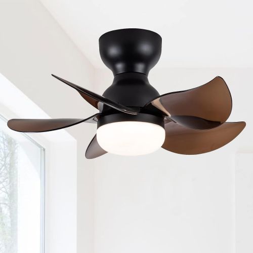  DIDER 24 Flush Mount Ceiling Fan with Lights and Remote Control, 5 Blades, Low Profile Ceiling Fan for Indoor and Outdoor Space